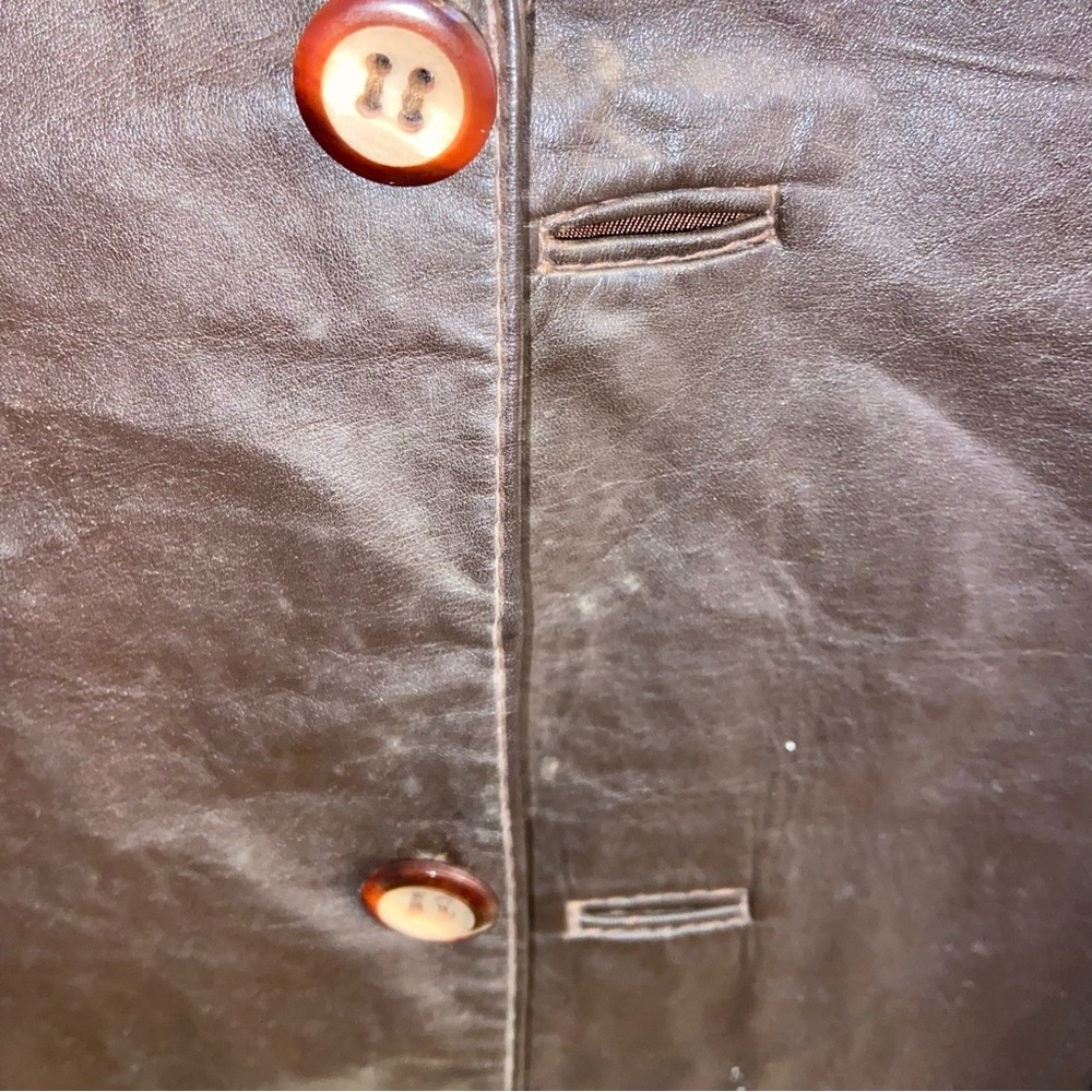 Vintage Brown Leather Blazer Jacket Made in Uruguay edgy rock classic old money - Picture 7 of 10